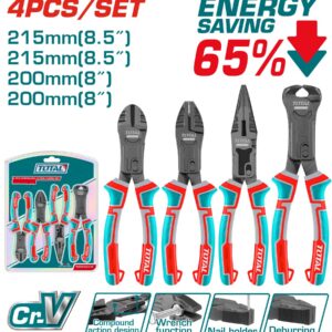 JUEGO DE ALICATE X 4 PIEZAS CROMO VANADIUM INDUSTRIAL TOTAL (THT2CK241S)