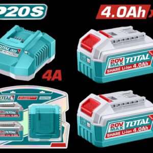 KIT DE 2 BATERIAS 4.0AH + CARGADOR DE 20V INDUSTRIAL TOTAL (UTFBCPK2013)