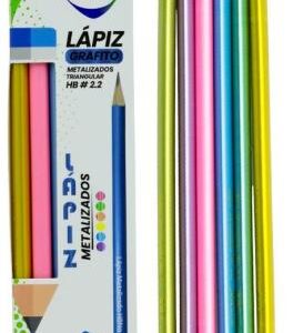 LAPIZ TRIANGULAR METALIZADO HB #2 BLISTER X 6 AH ROYAL (PAC3176)