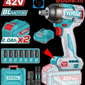 PISTOLA IMPACTO INALAMBRICA 1/2 42V 600 NM INCLUYE 2 BATERIAS 1 CARGADOR COPAS , PUNTA DESTORNILLADOR Y ADAPTADOR INDUSTRIAL SUPER TOTAL(UTIWLI42602)