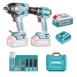 COMBO INALAMBRICO TALADRO 1/2" 96 N.M + PISTOLA DE IMPACTO 1/2" 20V 850 N.M INCLUYE 2 BATERIA 4.0AH , 1 CARGADOR Y ACCESORIOS INDUSTRIAL SUPER TOTAL (UTOSLI250586)