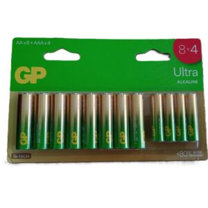 PILA ALKALINA GP ULTRA BLISTER X 12 (8 PILAS AA 1.5V + 4 PILAS AAA 1.5V) (GP15/24AU-C12)