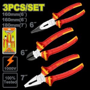 JUEGO DE ALICATES AISLADOS X 3 PZS (PINZA 6CORTAFRIO 6ALICATE 7) DYLLU (DTPS0633)