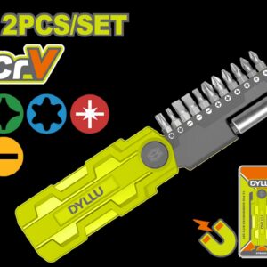 JUEGO DE DESTORNILLADORES PUNTAS INTERCAMBIABLES X 12 PZS DYLLU (DTBS2601)