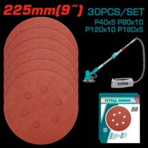 JUEGO DE HOJAS DE LIJA X 30 PIEZAS 5" PARA LIJADORA DE PARED SUPER TOTAL (TAC225030)