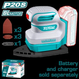 LIJADORA DE PALMA ORBITAL ROTATIVA INALAMBRICA 20V 12000 RPM INCLUYE 6 LIJAS BATERIA Y CARGADOR NO INCLUIDO INDUSTRIAL SUPER TOTAL (TPSLI2024)