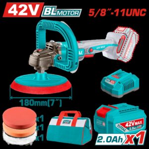 POLICHADORA INALAMBRICA 5/8" 42V INCLUYE 1 BATERIA 2.0AH, 1 CARGADOR Y ACCESORIOS INDUSTRIAL SUPER TOTAL (UTAPLI42181)