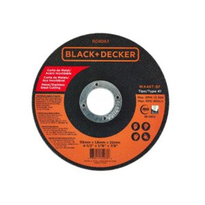 DISCO BLACK & DECKER CORTE METAL/ACERO INOX 4 1/2 PLANO (BD8063) 1/16 X 7/8