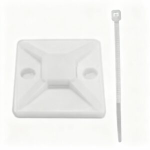 GRAPA ADHESIVA PARA CABLES (2.4x2.4 CM) PARA USAR CON AMARRAS PQT X 5 UDUKE