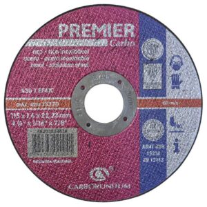 DISCO PREMIER CARBORUNDUM CORTE METAL/ACERO INOX 4 1/2 PLANO (41/2X1/16X7/8) (66252834638)