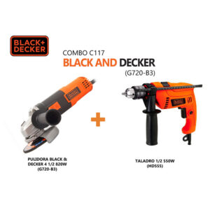 COMBO BLACK & DECKER (G720-B3AC) PULIDORA DE 4 1/2 820 W + TALADRO 3/8 550W (TP555)