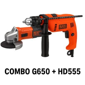 COMBO BLACK & DECKER PULIDORA 4 1/2 650W (G650-B3) + TALADRO 1/2 550W PERCUTOR V.V-R (HD555-B3)