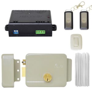 KIT CERRADURA ELECTRICA YALE 60MM IZQ 12V METAL Y MADERA CON CONTROL REMOTO (10791)