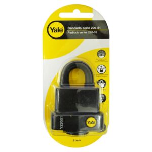 CANDADO YALE INTEMPERIE NEGRO 220-51MM(8815)
