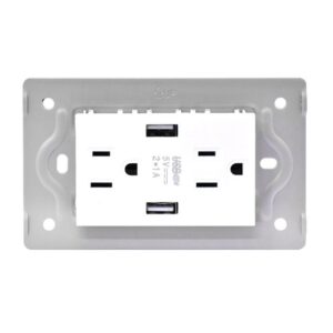 TOMA DOBLE + 2 USB LUXOR BLANCA INTERCAMBIABLE SIN TAPA DUKE ENERGY (V9-032)