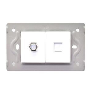 TOMA TV + TOMA LAN INTERNET LUXOR BLANCA INTERCAMBIABLE SIN TAPA DUKE ENERGY (V9-037)