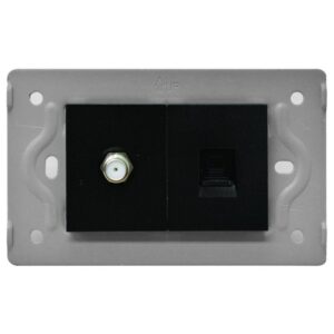 TOMA TV + TOMA LAN INTERNET LUXOR NEGRA INTERCAMBIABLE SIN TAPA DUKE ENERGY (V17-037)