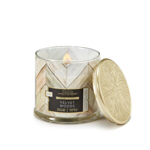 VELA 14 OZ TAPA DORADA PABILO EN MADERA VELVET WOODS CANDLE LITE (4330666)