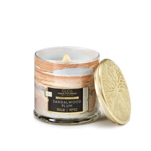 VELA 14 OZ TAPA DORADA PABILO EN MADERA SANDALWOOD PLUM CANDLE LITE (4330670)