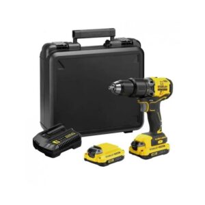 TALADRO ATORNILLADOR RECARGABLE STANLEY 2 BATERIAS PERCUTOR 1/2 20V SIN ESCOBILLAS (SBD715C2K-B3) MALETA PLASTICA