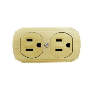 TOMA DOBLE T/L SOBREPONER CON P-TIERRA BEIGE VHARBOR (RETIE-FL)(HT1529)HT20523