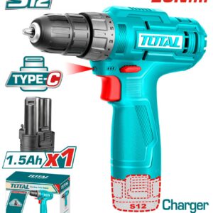 TALADRO INALAMBRICO 3/8 (10MM) 12V TOTAL INCLUYE 1 BATERIA DE 1.5AH CARGADOR TIPO-C NO INCLUIDO(TDLI12428)