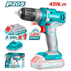TALADRO INALAMBRICO 1/32/3/8" 20V INCLUYE 1 BATERIA 2.0Ah Y 1 CARGADOR INDUSTRIAL TOTAL(UTDLI200518)
