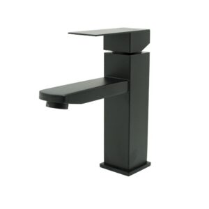 LLAVE LAVAMANOS MONOCONTROL ACERO INOXIDABLE NEGRO BAJA 18 CM UDUKE (HT2030)