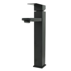 LLAVE LAVAMANOS MONOCONTROL ACERO INOXIDABLE CUADRADA NEGRA ALTA 30CM UDUKE (HT2031)