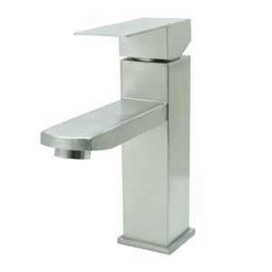 LLAVE LAVAMANOS MONOCONTROL ACERO INOXIDABLE CUADRADA SATINADA BAJA 18CM UDUKE (HT2032)
