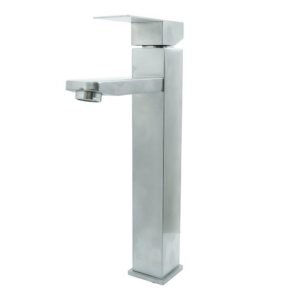 LLAVE LAVAMANOS MONOCONTROL ACERO INOXIDABLE CUADRADA SATINADA ALTA 30 CM UDUKE (HT2033)
