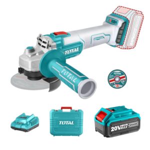 PULIDORA INALAMBRICA 4 1/2 INDUSTRIAL 20 V 1200W INCLUYE BATERIA 4.0 AH, CARGADOR Y 10 DISCOS, MOTOR SIN ESCOBILLAS TOTAL (UTAGLI2011587)