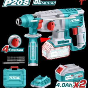 TALADRO ROTOMARTILLO 20V SDS PLUS 2.5 JULES INCLUYE 2 BATERIAS Y 1 CARGADOR SUPER TOTAL (UTRHLI202287)