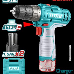TALADRO INALAMBRICO 3/8 12V INCLUYE 2 BATERIAS ION DE LITIO CARGADOR NO INCLUIDO TOTAL (TDLI12202)