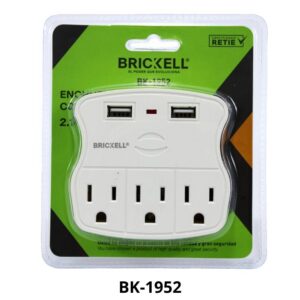 TOMA MULTIPLE X 3 CON DOBLE CONEXION USB PARA TOMA DOBLE (BK-1952)