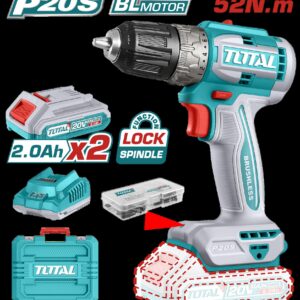 TALADRO INALAMBRICO 1/32 3/8" 20V 52NM INCLUYE 2 BATERIA DE 2.0AH, CARGADOR,47 ACCESORIOS TOTAL (UTDLI20453)