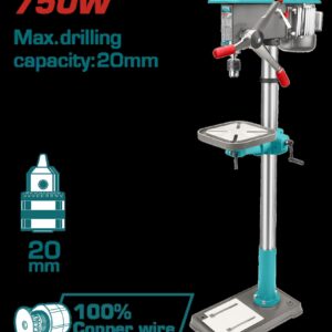 TALADRO DE BANCO 50/64" 750W INDUSTRIAL 16 VELOCIDADES TOTAL (UTDP207505)