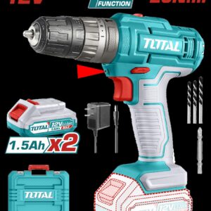 TALADRO DE IMPACTO INALAMBRICO 3/8" 12V INCLUYE 2 BATERIAS, 1 CARGADOR, 3 BROCAS Y 1 PUNTA TALADRO (+)(-) SUPER TOTAL (UTIDLI1228)