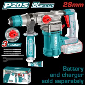 TALADRO ROTOMARTILLO SDS PLUS 4.5 JULES INCLYE ACCESORIOS CARGADOR Y BATERIA NO INCLUIDO INDUSTRIAL TOTAL (TRHLI20288)