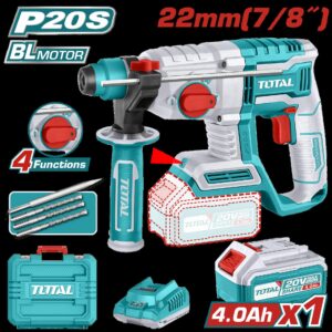 TALADRO ROTOMARTILLO 7/8" 20V SDS PLUS 2.0 JULES INCLUYE 1 BATERIA,1 CARGADOR Y 4 ACCESORIOS INDUSTRIAL SUPER TOTAL (UTRHLI202081)