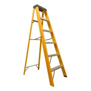ESCALERA TIJERA 5 PELDAÑOS EN FIBRA DE VIDRIO CAP 150 KILOS USO INDUSTRIAL UDUKE CON PLATAFORMA (HT3182)
