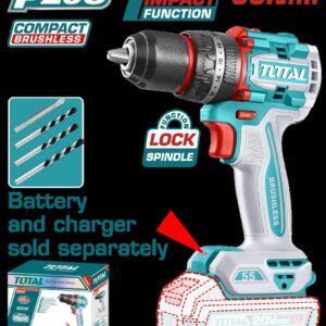TALADRO INALAMBRICO PERCUTOR 1/2" 20V55 NM CARGADOR Y BATERIA NO INCLUIDO SUPER TOTAL (TIDLI205581)