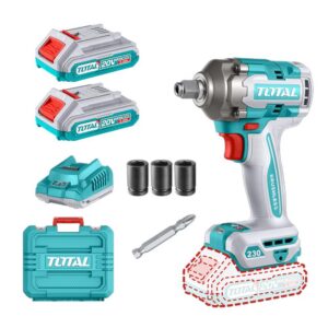 PISTOLA IMPACTO INALAMBRICA 1/2 20V 230 NM INCLUYE 2 BATERIAS 1 CARGADOR COPAS DE 17,19,21 Y PUNTA DESTORNILLADOR INDUSTRIAL SUPER TOTAL(UTIWLI20236A)