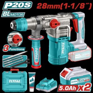 TALADRO ROTOMARTILLO SDS PLUS 4.5 JULES INCLYE 2 BATERIAS 5.0 AH, 1 CARGADOR Y ACCESORIOS INDUSTRIAL SUPER TOTAL (UTRHLI202885)