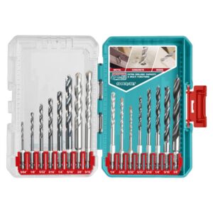 JUEGO DE BROCAS X 16 PZS PARA MURO, MADERA Y LAMINA CON VASTAGO EXAGONAL INDUSTRIAL TOTAL (UTACSDL11608)