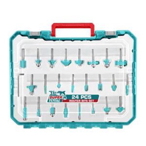 JUEGO DE 24 FRESAS PARA RUTEADORA 1/4"INDUSTRIAL TOTAL (TACSR1240104)