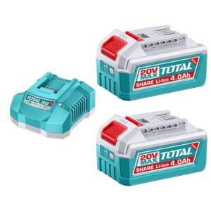 KIT DE 2 BATERIAS 4.0AH + CARGADOR DE 20V INDUSTRIAL TOTAL (UTFBCPK2013)