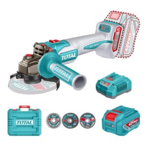 PULIDORA INALAMBRICA 4 1/2 INDUSTRIAL 42V 1280W INCLUYE DISCOS 2 BATERIAS 2.0 AH Y CARGADOR , MOTOR SIN ESCOBILLAS INDUSTRIAL SUPER TOTAL (UTAGLI4128112)
