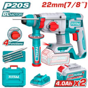 TALADRO ROTOMARTILLO 7/8" 20V SDS PLUS 2.0 JULES INCLUYE 2 BATERIA 4.0AH,1 CARGADOR Y 4 ACCESORIOS INDUSTRIAL SUPER TOTAL (UTRHLI212282)