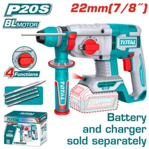 TALADRO ROTOMARTILLO SDS PLUS 7/8" 20V 4.5 JULES INCLUYE ACCESORIOS BATERIA Y CARGADOR NO INCLUIDO INDUSTRIAL SUPER TOTAL (TRHLI21228)
